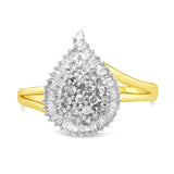 10K Yellow Gold 1/2 Cttw Round and Baguette-Cut Diamond Pear Ring (I-J Color, I1-I2 Clarity)