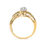 10K Yellow Gold 1/2 Cttw Pear Cluster and Channel Set Diamond Ring (H-I Color, I1-I2 Clarity)