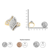 10K Yellow Gold 1.0 Cttw Diamond Cluster and Halo Ring (H-I Color, SI2-I1 Clarity)