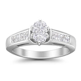 14K White Gold 5/8 Cttw Pie Cut Diamond Oval Shape Solitaire Ring (H-I Color, VS1-VS2 Clarity)