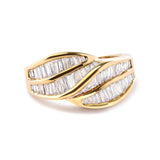 14K Yellow Gold Channel Set 1 1/3 Cttw Diamond Swirl and Weave Ring Band (H-I Color, SI1-SI2 Clarity)