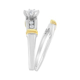 14K Yellow and White Gold 1/3 Cttw Marquise Diamond Cocktail Engagement Ring Set (H-I Color, SI1-SI2 Clarity)