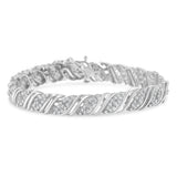 .925 Sterling Silver 2.0 cttw Diamond Double Wrap S Curve Link Bracelet (I-J Color, I3 Clarity) -7.25"