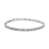 .925 Sterling Silver 1.0 Cttw Diamond Square Hybrid Link 7" Tennis Bracelet (I-J Color, I2-I3 Clarity)