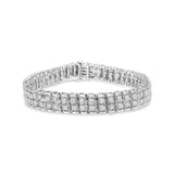 .925 Sterling Silver 4.0 Cttw Diamond Double Row Tennis Bracelet (I-J Color, I1-I2 Clarity) - 7.5" Inches