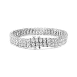 .925 Sterling Silver 4.0 Cttw Diamond Double Row Tennis Bracelet (I-J Color, I1-I2 Clarity) - 7.5" Inches