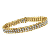 2 Micron 14KT Gold Plated Sterling Silver Diamond Tennis Link Bracelet (4 cttw, J-K Color, I1-I2 Clarity)