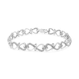 .925 Sterling Silver 1/3 Cttw Round-Cut Diamond Double Heart Infinity Link 7.25" Bracelet (H-I Color, I3 Clarity)