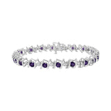 .925 Sterling Silver Lab-Grown Birthstone and 1/6 Cttw Round Diamond Tennis Bracelet (H-I Color, I1-I2 Clarity) - Pack Of: 1