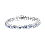 .925 Sterling Silver Lab-Grown Birthstone and 1/6 Cttw Round Diamond Tennis Bracelet (H-I Color, I1-I2 Clarity) - Pack Of: 1