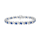 .925 Sterling Silver Lab-Grown Birthstone and 1/6 Cttw Round Diamond Tennis Bracelet (H-I Color, I1-I2 Clarity) - Pack Of: 1