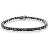 Black Rhodium Plated .925 Sterling Silver 1.0 Cttw Diamond Miracle Tennis Bracelet (Enhanced Blue Color, I3 Clarity) - 7"