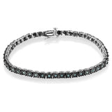 Black Rhodium Plated .925 Sterling Silver 1.0 Cttw Diamond Miracle Tennis Bracelet (Enhanced Blue Color, I3 Clarity) - 7"