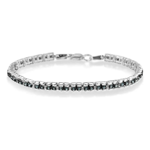 Black Rhodium over .925 Sterling Silver 1.0 Cttw Rose Cut Diamond Double-Link 7