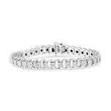 .925 Sterling Silver 1/4 Cttw Miracle Set Round Diamond Composite Open Linked Composite Line Bracelet (I-J Color, I3-Promo Clarity) - 7.5"