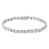 .925 Sterling Silver 1/4 cttw Miracle Set Diamond Sleek and Open "V"Bracelet (I-J Color, I3 Clarity) -7.5"