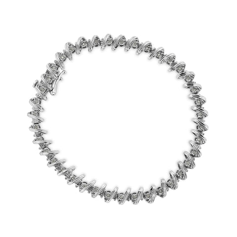 .925 Sterling Silver 1/4 cttw Miracle Set Diamond S Curve Link Bracelet (I-J Color, I3 Clarity) -7