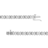 .925 Sterling Silver 1/6 Cttw Miracle Set Diamond Infinity Link and Station Tennis Bracelet (I-J Color, I3 Clarity) - 7.25 " Inches