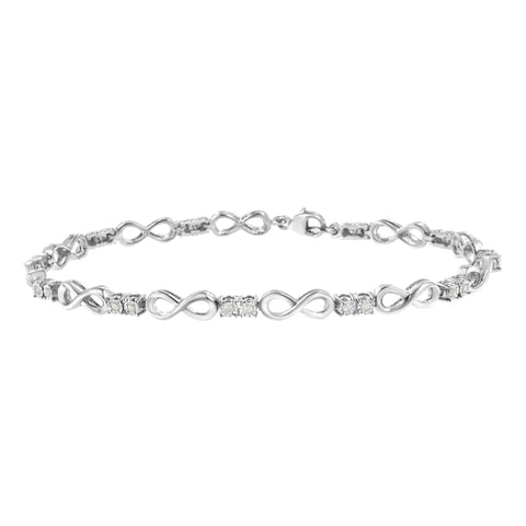 .925 Sterling Silver 1/4 cttw Miracle Set Diamond Infinity Link Bracelet (I-J Color, I3-Promo Clarity) - 7.25