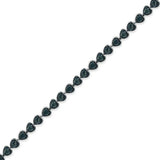 Black Rhodium over .925 Sterling Silver 1.0 Cttw Miracle Set Diamond Heart-Link 7" Tennis Bracelet (Blue Color, I2-I3 Clarity)