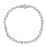 .925 Sterling Silver 1.0 Cttw Miracle Set Diamond Heart-Link 7" Tennis Bracelet (I-J Color, I2-I3 Clarity) - Pack Of: 1