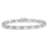 .925 Sterling Silver 1-1/2 Cttw Diamond Cluster X Link 7" Tennis Bracelet (I-J color, I3 clarity)