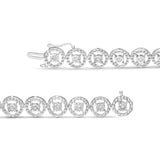 .925 Sterling Silver 1/2 Cttw Diamond Nested Circle Miracle Set Open Wheel 7" Fashion Link Bracelet (I-J Color, I3 Clarity)