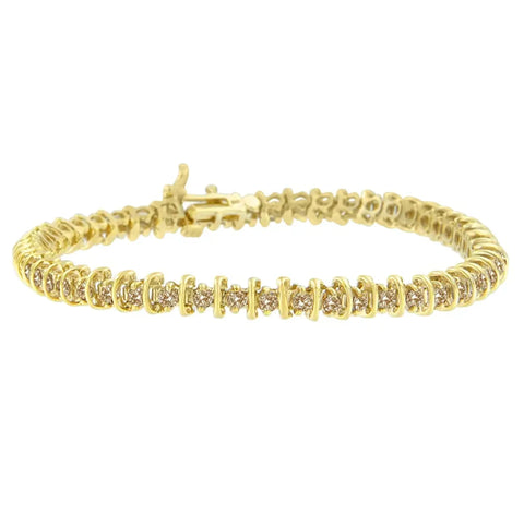 10K Yellow Gold-Plated Sterling Silver Diamond Tennis Bracelet (2.00 cttw, K-L Color, I1-I2 Clarity)