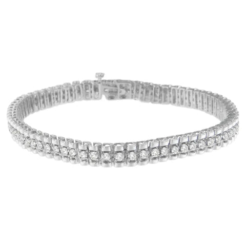 Sterling Silver Round Cut Diamond Tennis Bracelet (2 cttw, K-L Color, I1-I2 Clarity)