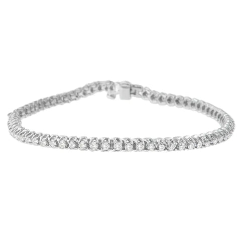 Sterling Silver Round Cut Diamond Tennis Bracelet (2 cttw, H-I Color, I1-I2 Clarity)