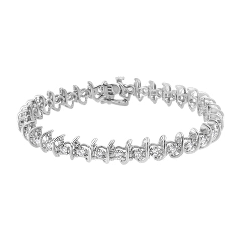 .925 Sterling Silver 1 cttw Prong-Set Diamond Link Bracelet (I-J, I1-I2) - 7.25