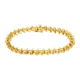 10KT Yellow Gold Plated .925 Sterling Silver 1 cttw Prong-Set Diamond Link Bracelet (J-K, I1-I2) - 7.5"