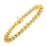 10KT Yellow Gold Plated .925 Sterling Silver 1 cttw Prong-Set Diamond Link Bracelet (J-K, I1-I2) - 7.5"