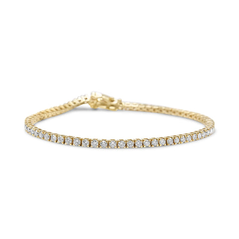 14K Yellow Gold Plated .925 Sterling Silver 3 cttw Diamond Tennis Bracelet - Size 7.25