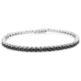 .925 Sterling Silver 1.0 Cttw Miracle-Set Treated Black Diamond Round Miracle Plate Tennis Bracelet (Black Color, I3 Clarity) - 7.25"