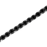 .925 Sterling Silver 1.0 Cttw Miracle-Set Treated Black Diamond Round Miracle Plate Tennis Bracelet (Black Color, I3 Clarity) - 7.25"