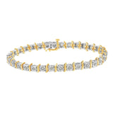 .925 Sterling Silver 1.0 Cttw Diamond S-Curve Link Miracle-Set Tennis Bracelet (I-J Color, I3 Clarity)