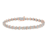 .925 Sterling Silver 1.0 Cttw Diamond S-Curve Link Miracle-Set Tennis Bracelet (I-J Color, I3 Clarity)