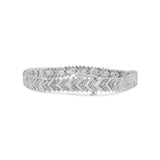 .925 Sterling Silver 1/6 Cttw Round-Cut Diamond Chevron Wave 7.25" Link Bracelet (I-J Color, I3 Clarity)