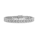 .925 Sterling Silver 1/6 Cttw Round-Cut Diamond Chevron Wave 7.25" Link Bracelet (I-J Color, I3 Clarity)