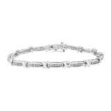 .925 Sterling Silver 1.0 Cttw Diamond Channel Set Tapered & X-Link 7" Tennis Bracelet (I-J Color, I2-I3 Clarity)