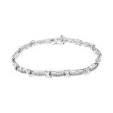 .925 Sterling Silver 1.0 Cttw Diamond Channel Set Tapered & X-Link 7" Tennis Bracelet (I-J Color, I2-I3 Clarity)