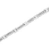 .925 Sterling Silver 1.0 Cttw Diamond Channel Set Tapered & X-Link 7" Tennis Bracelet (I-J Color, I2-I3 Clarity)