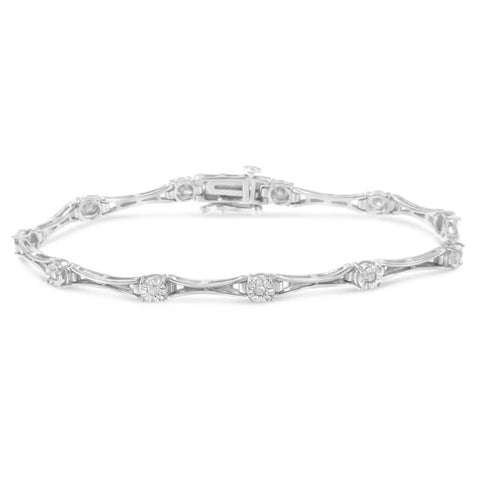 .925 Sterling Silver 1/4 Cttw Diamond Miracle-Set Flared-Bar 7