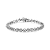 .925 Sterling Silver 1/10 Cttw Diamond Open Circle Wheel Link 7" Tennis Bracelet (I-J Color, I2-I3 Clarity) - Pack Of: 1