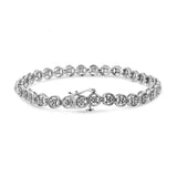 .925 Sterling Silver 1/10 Cttw Diamond Open Circle Wheel Link 7" Tennis Bracelet (I-J Color, I2-I3 Clarity) - Pack Of: 1