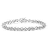 .925 Sterling Silver 1/4 Cttw Diamond 7" Open Circle Wheel Link Tennis Bracelet (I-J Color, I2-I3 Clarity) - Pack Of: 1