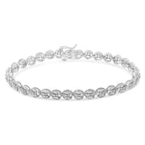 .925 Sterling Silver 1/4 Cttw Diamond 7" Open Circle Wheel Link Tennis Bracelet (I-J Color, I2-I3 Clarity) - Pack Of: 1