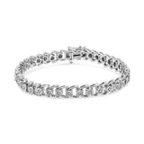 .925 Sterling Silver 1/2 Cttw Diamond Miracle-Set Double Swoosh Wave Style 7" Tennis Bracelet (I-J Color, I3 Clarity) - Pack Of: 1