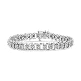 .925 Sterling Silver 1/2 Cttw Diamond Miracle-Set Double Swoosh Wave Style 7" Tennis Bracelet (I-J Color, I3 Clarity) - Pack Of: 1